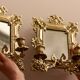 Appliques en laiton antique avec miroirs, Suède