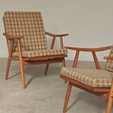 Pair of boomerang armchairs by antonin suman for ton (thonet)