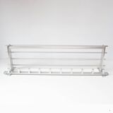 Large wall-mounted coat rack in aluminium with shelf, c. 1980 (100 cm)