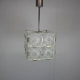 Mid-Century Square Clear Glass Pendant by K. Šenov, 1960s, Czechoslovakia