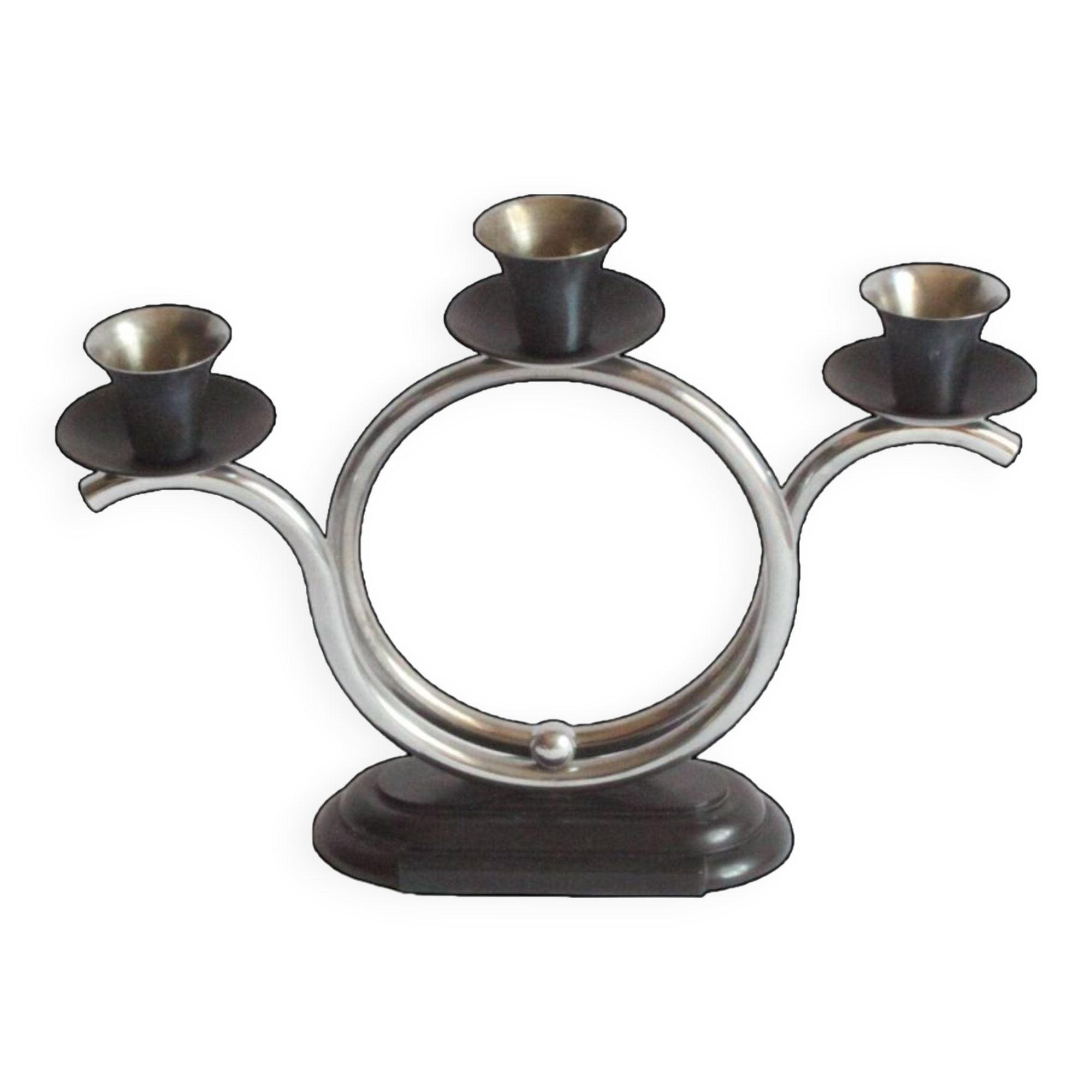Art Deco Tubular Steel And Bakelite Candelabra, Netherlands 1930s