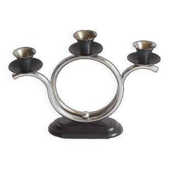 Art Deco Tubular Steel And Bakelite Candelabra, Netherlands 1930s