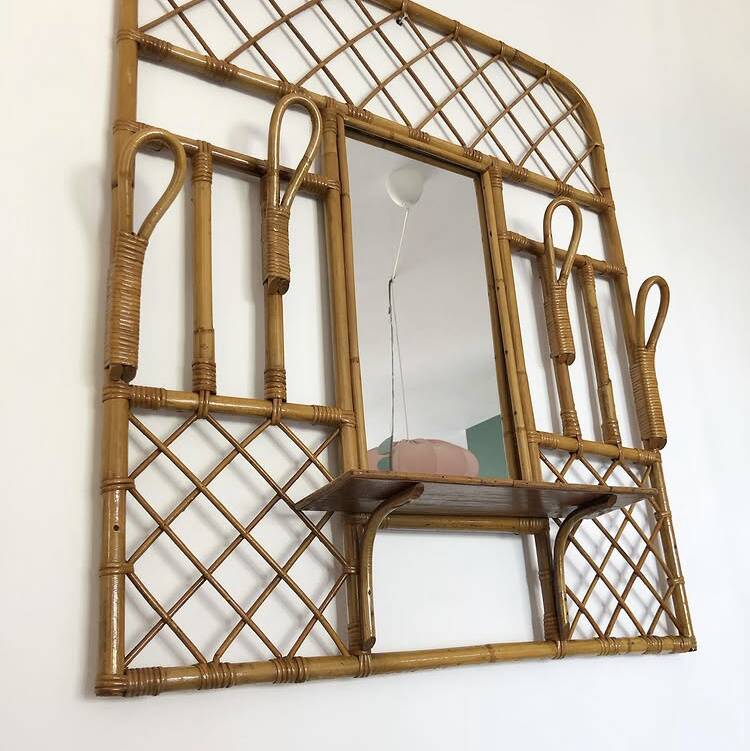 Vintage rattan wardrobe