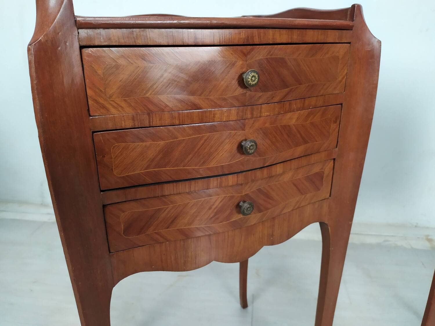 Pair of marquetry bedside tables