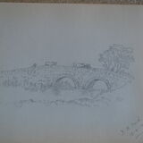 Pencil drawing english countryside circa 1910