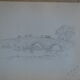 Dessin au crayon campagne anglaise vers 1910
