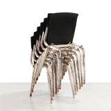 Ensemble de six rares chaises de théâtre Revolt empilables et pliables Friso Kramer