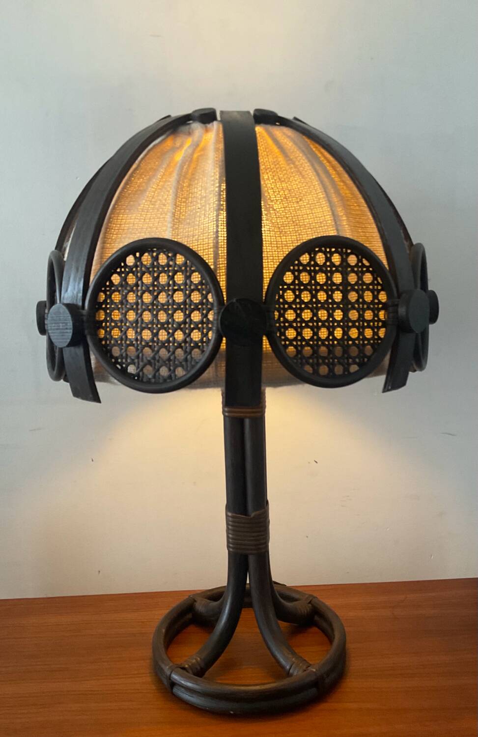 Rattan and cane lamp from the 60s-70s