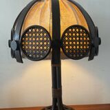 Lampe en rotin et cannage des années 60-70