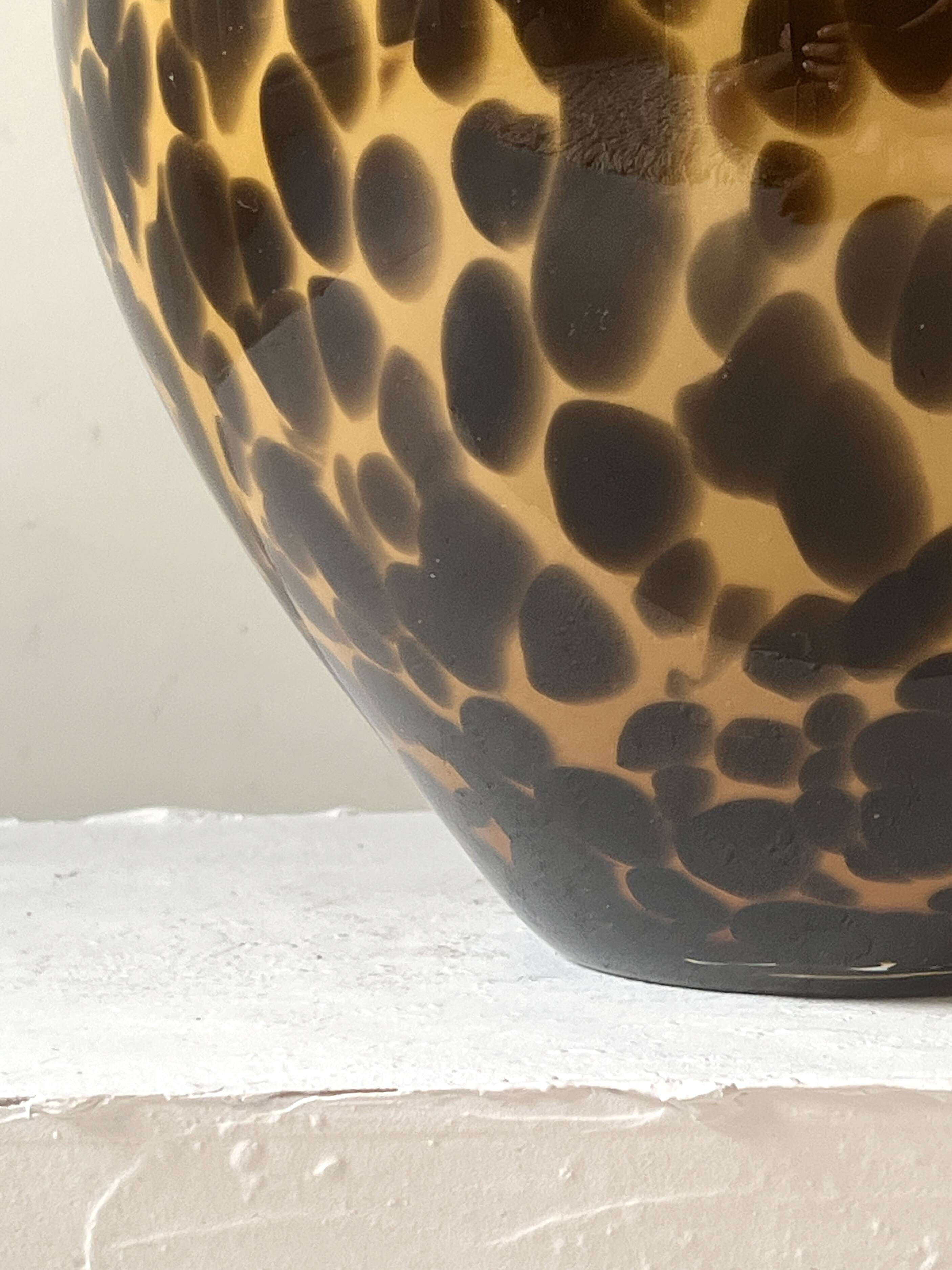 Large Hutschenreuther vase signed, blown glass in tortoiseshell style like Murano.