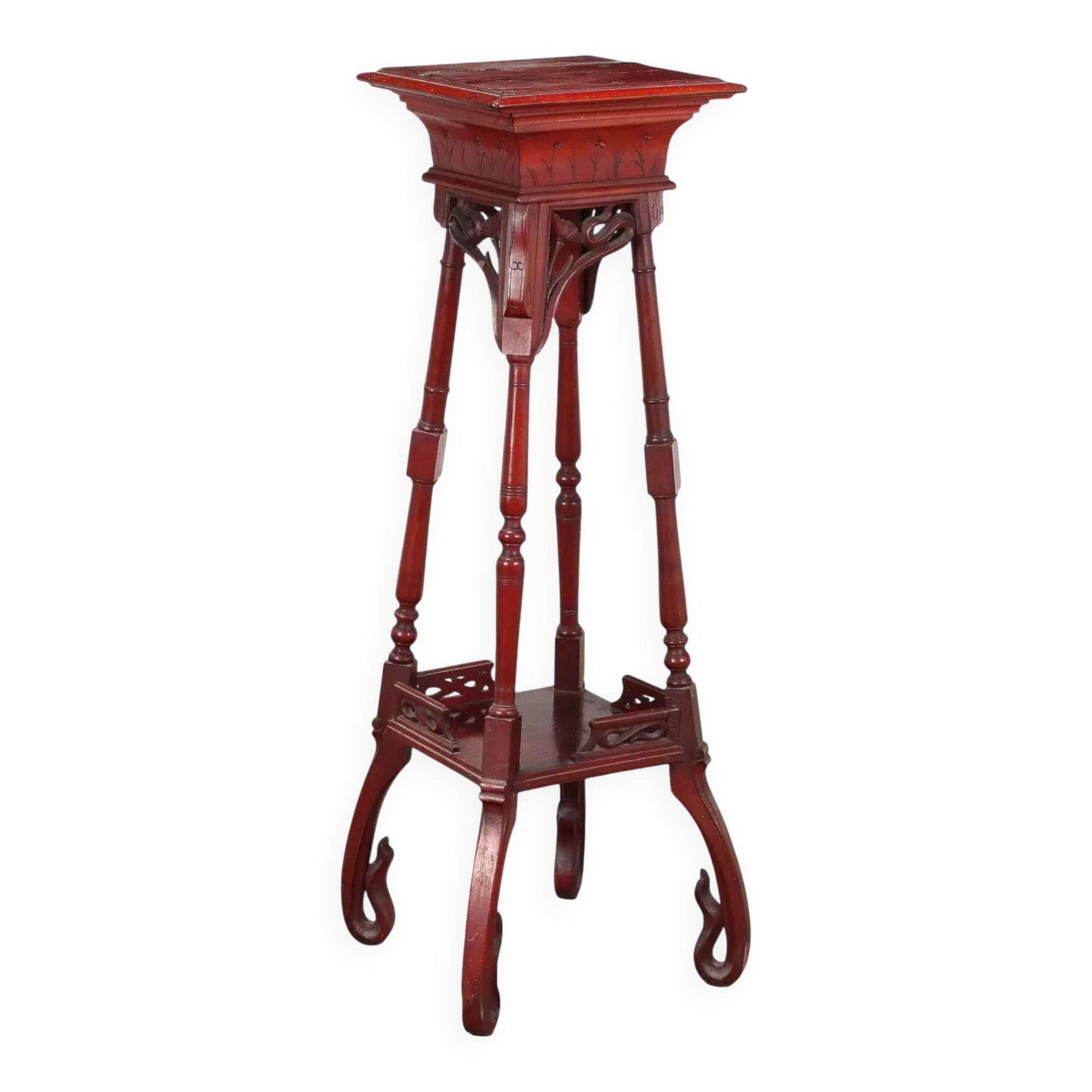 Antique walnut vase holder with decorations, 19th century