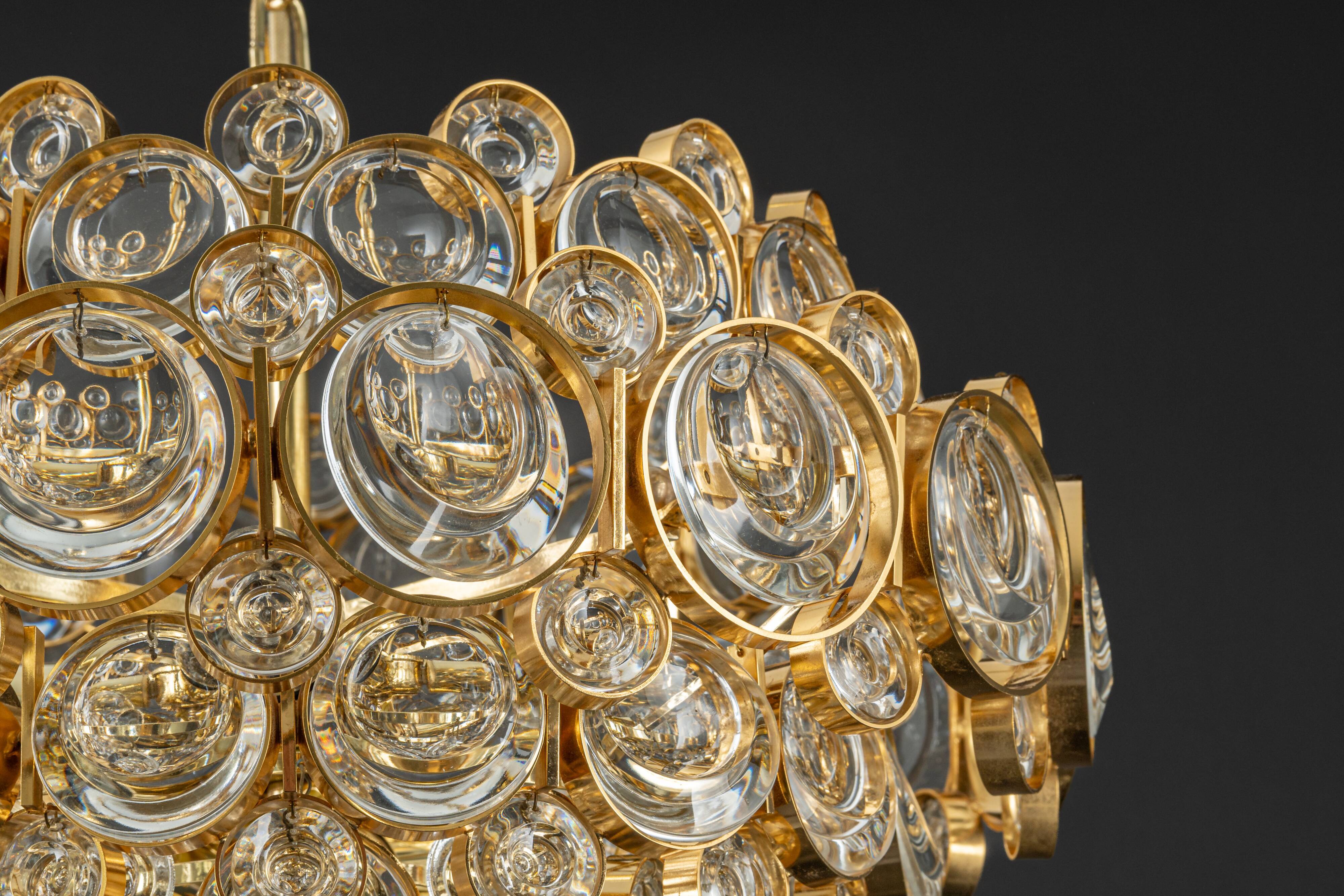 Gilt brass chandelier, design by Palwa, Germany, 1970s