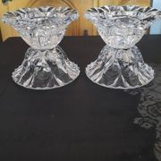 Paire de bougeoir ancien en cristal d'arques
