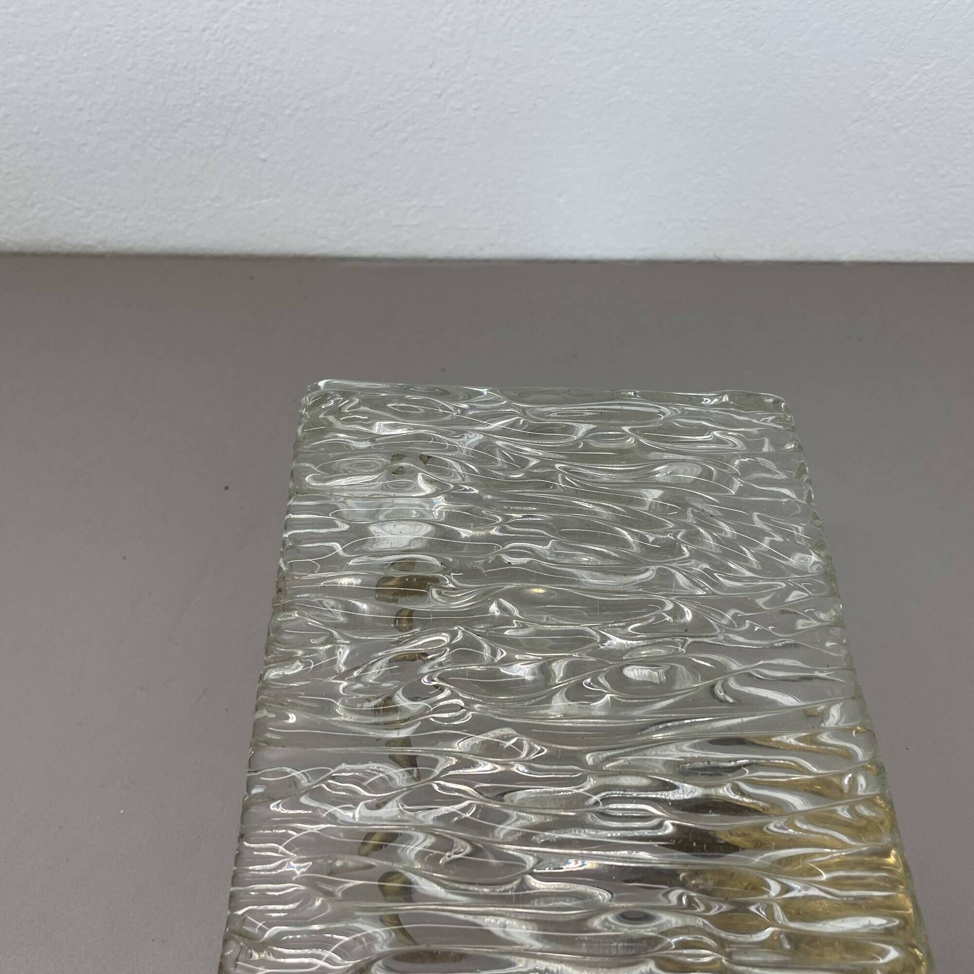 Large 35cm cubic Hollywood Regency Ice Glass Wall Light by J.T. Kalmar 1950