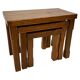 Vintage Set of 3 pinewood side or nesting tables 1970s nest of tables