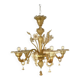 Venetian transparent and amber glass chandelier with flowers