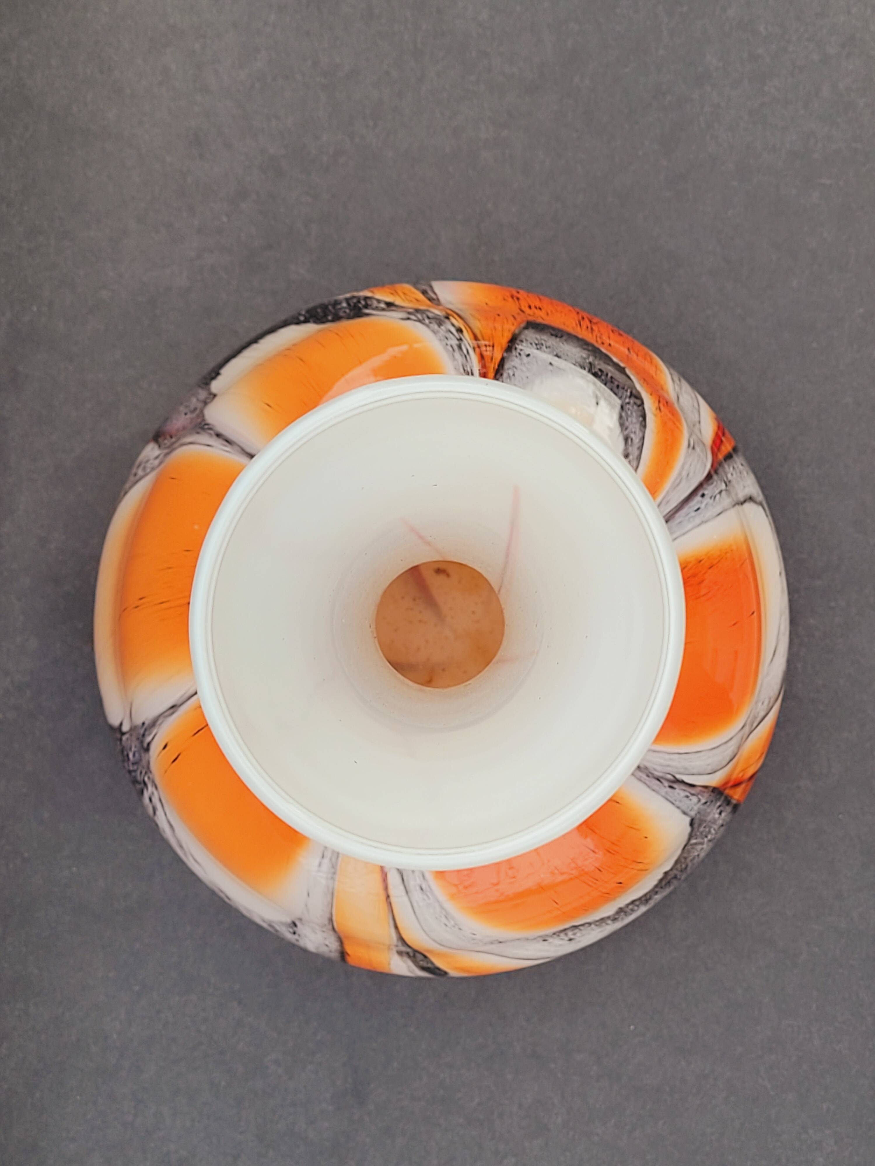 Vase Italy by Carlo Moretti 1970 opaline orange black