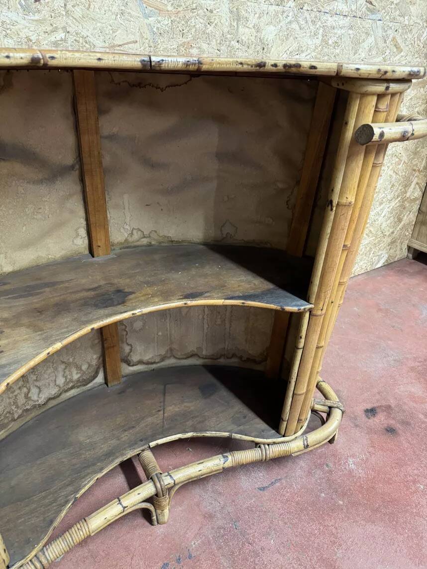 Vintage bar in rattan & bamboo - 70's spirit - Authentic patina
