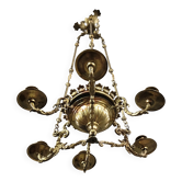 Grand lustre époque Napoléon III en bronze et laiton doré