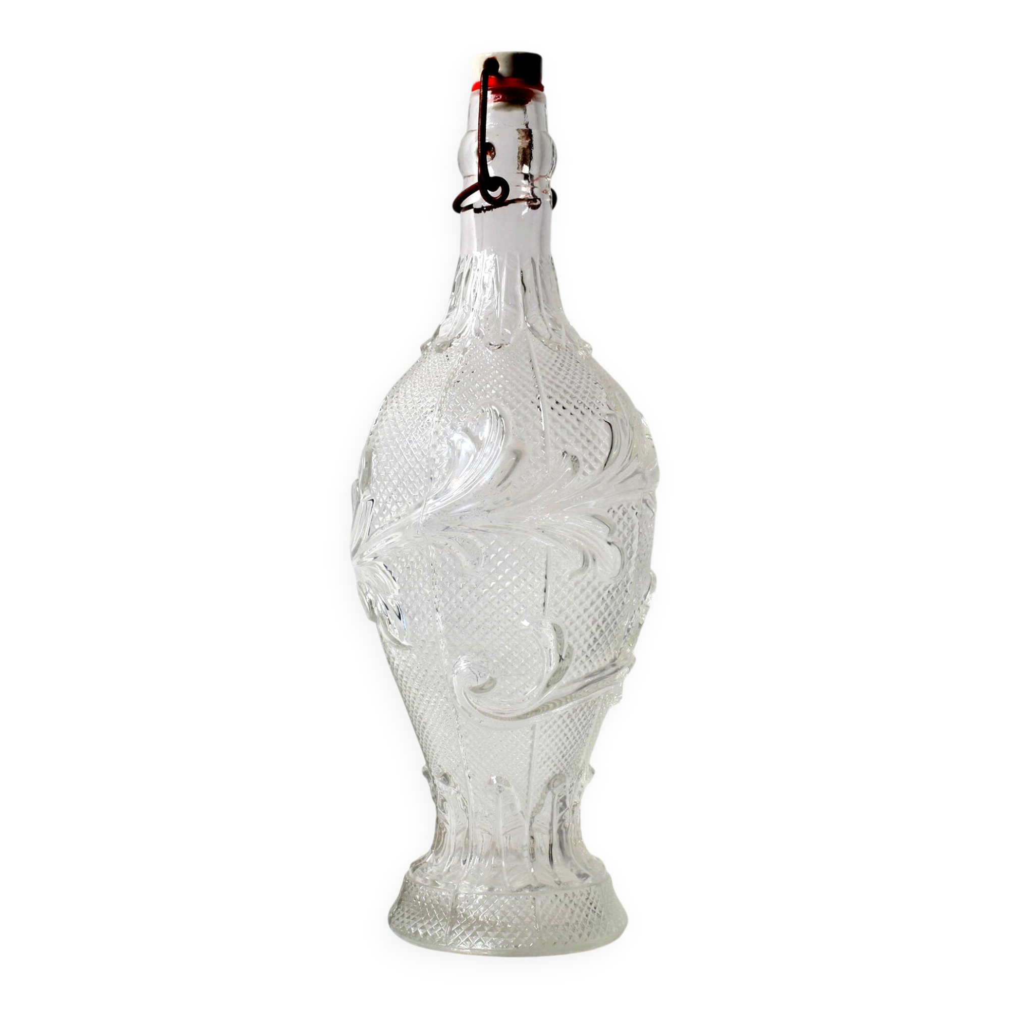 Italian Glass Bottle with Ceramic Stopper / Polveri Alberani / 1950s–1970s