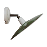 Articulated wall lamp in green enamel and white porcelain