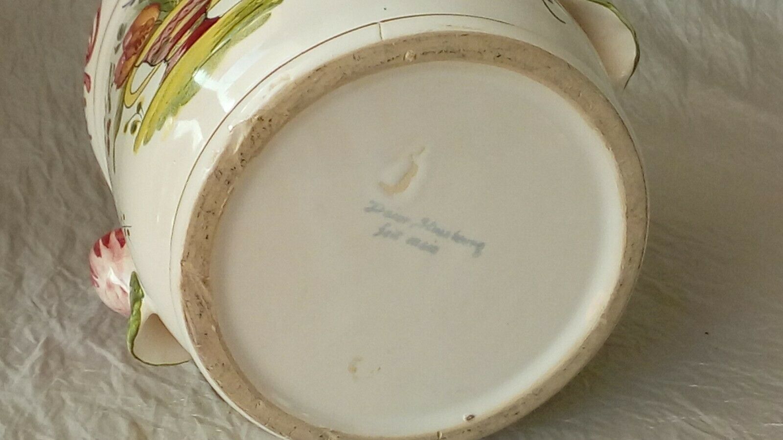 Cache pot en faience decor strasbourg 20 eme