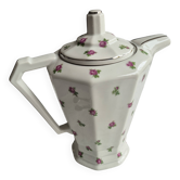Limoges porcelain coffee pot B&D Roses & silver trim