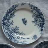 3 plates flat blue pink badonviller