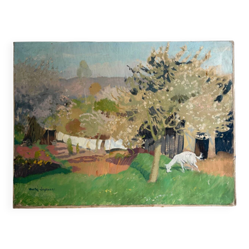 Paysage avec chèvre, signé Lagrange