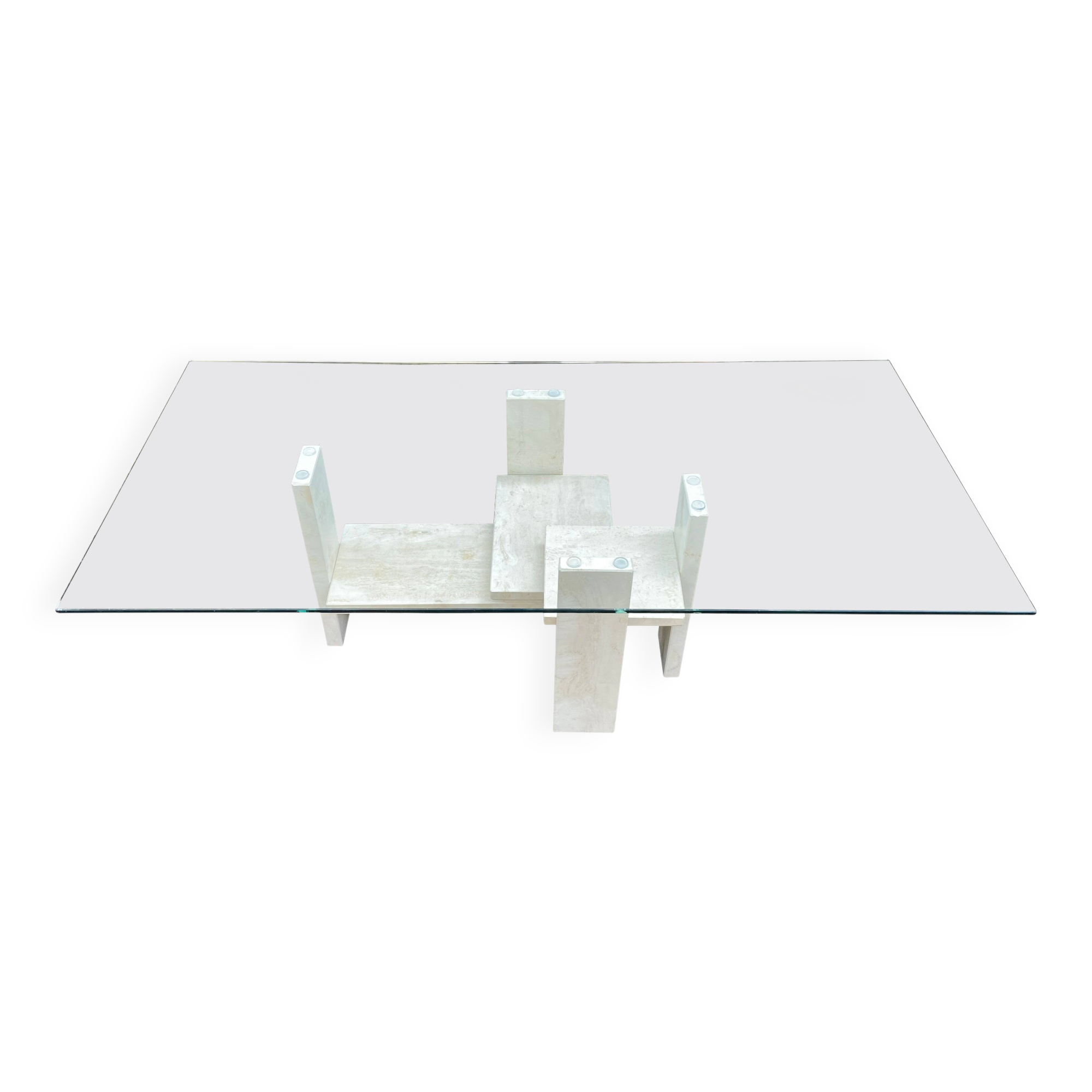 Coffee table by Willy Ballez in travertine