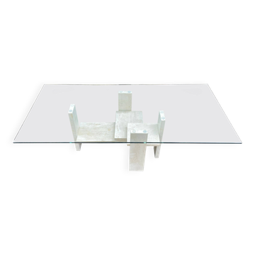 Coffee table by Willy Ballez in travertine