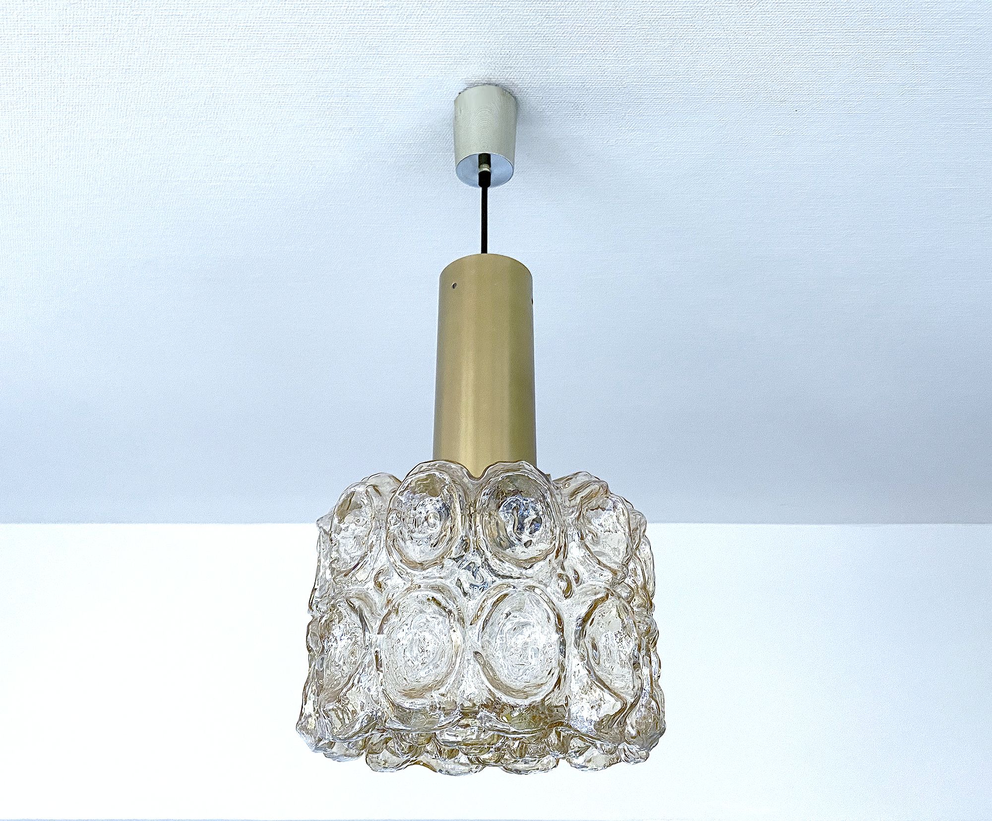 Vintage Pendant Lamp Limburg, Brass & Glass, 70s