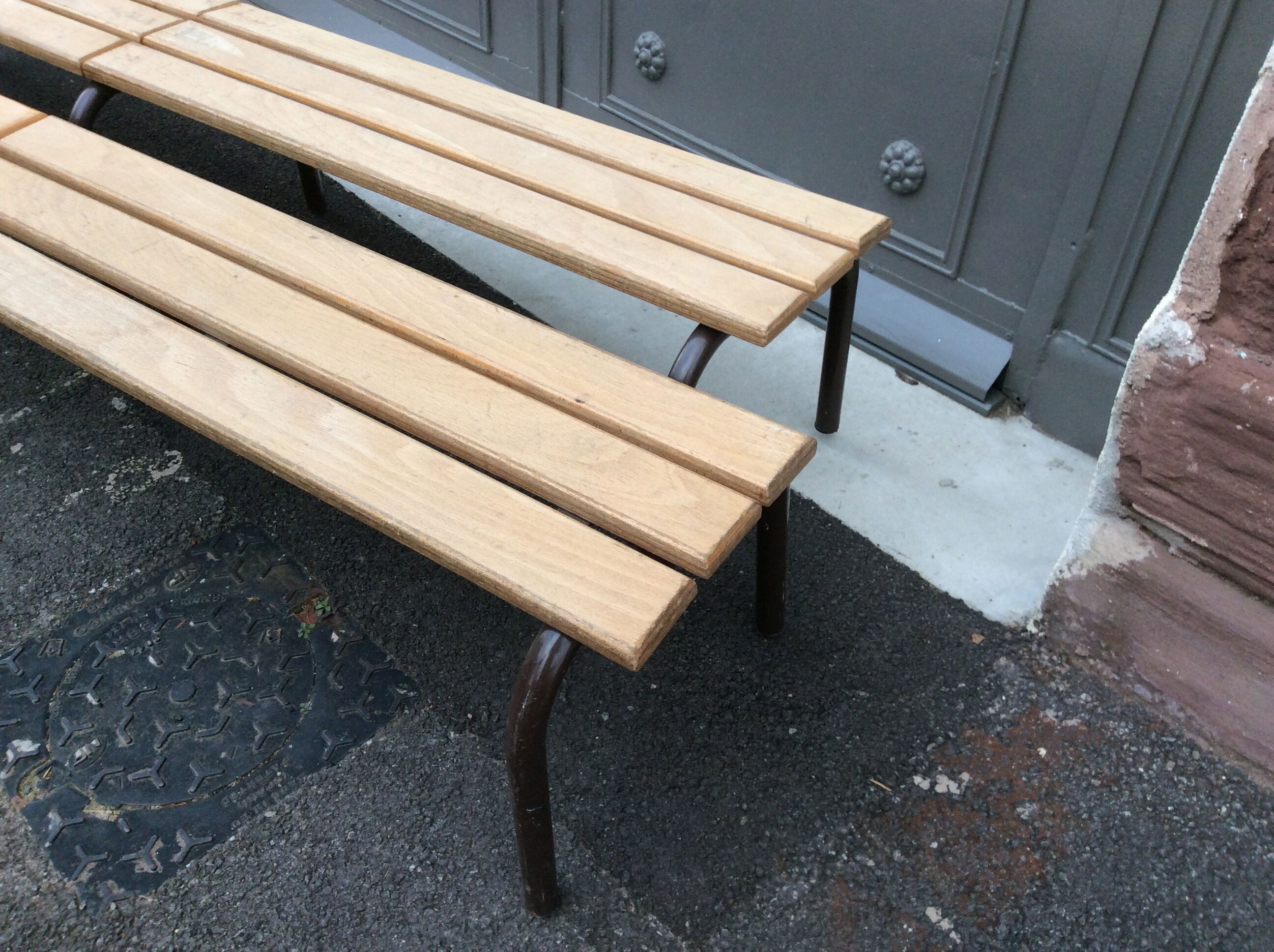 Former vintage mullca school bench. tubular pedestal