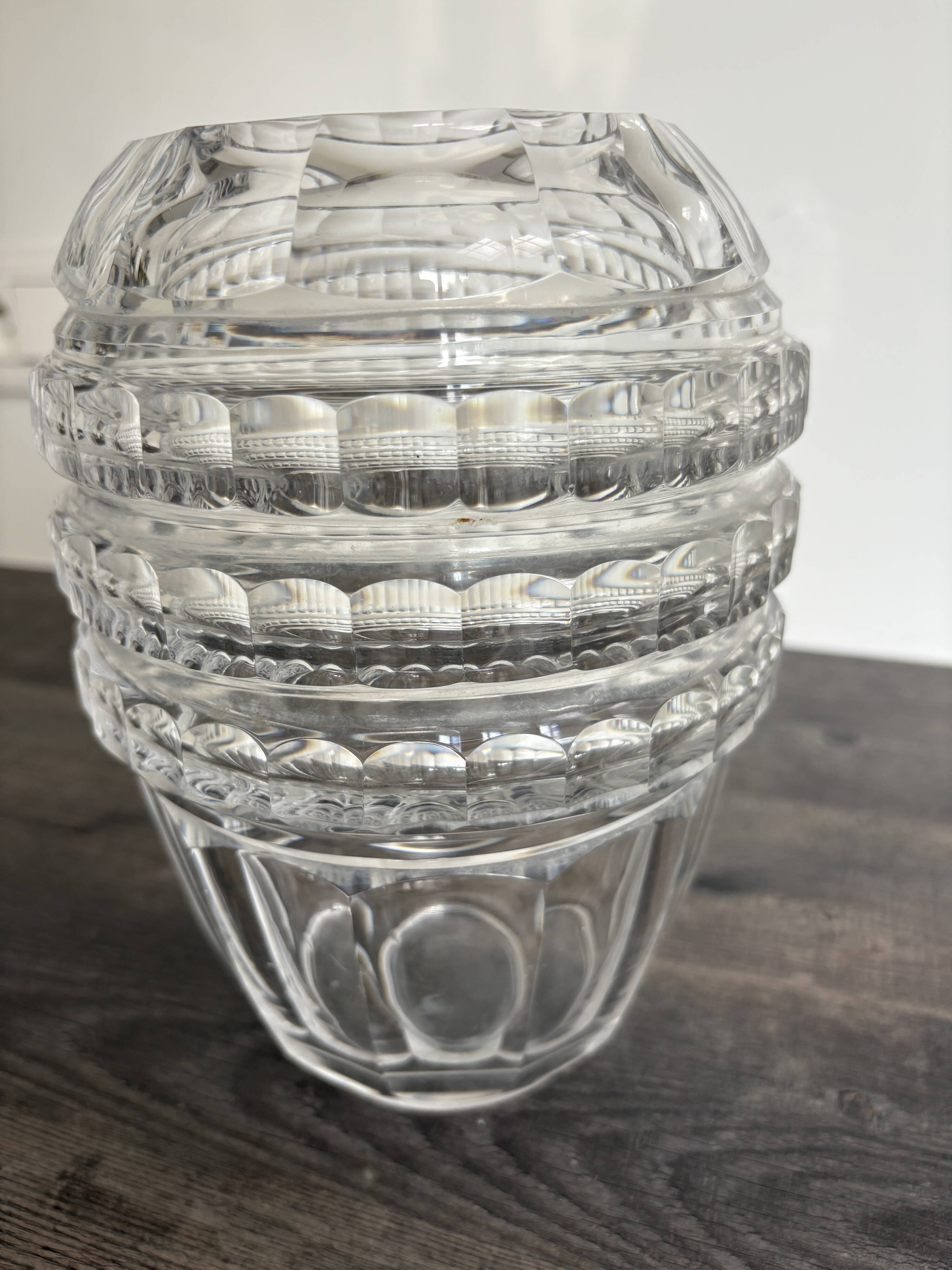 Val Saint Lambert crystal Art Deco cut vase