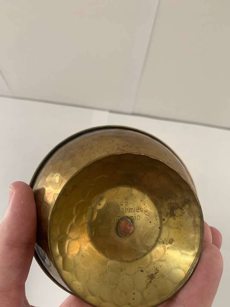 Emil Funk VEB Kunstschmiede Neuruppin Brass Deckeldose Dose Lidded Box Art