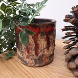 Brown and red ceramic pot