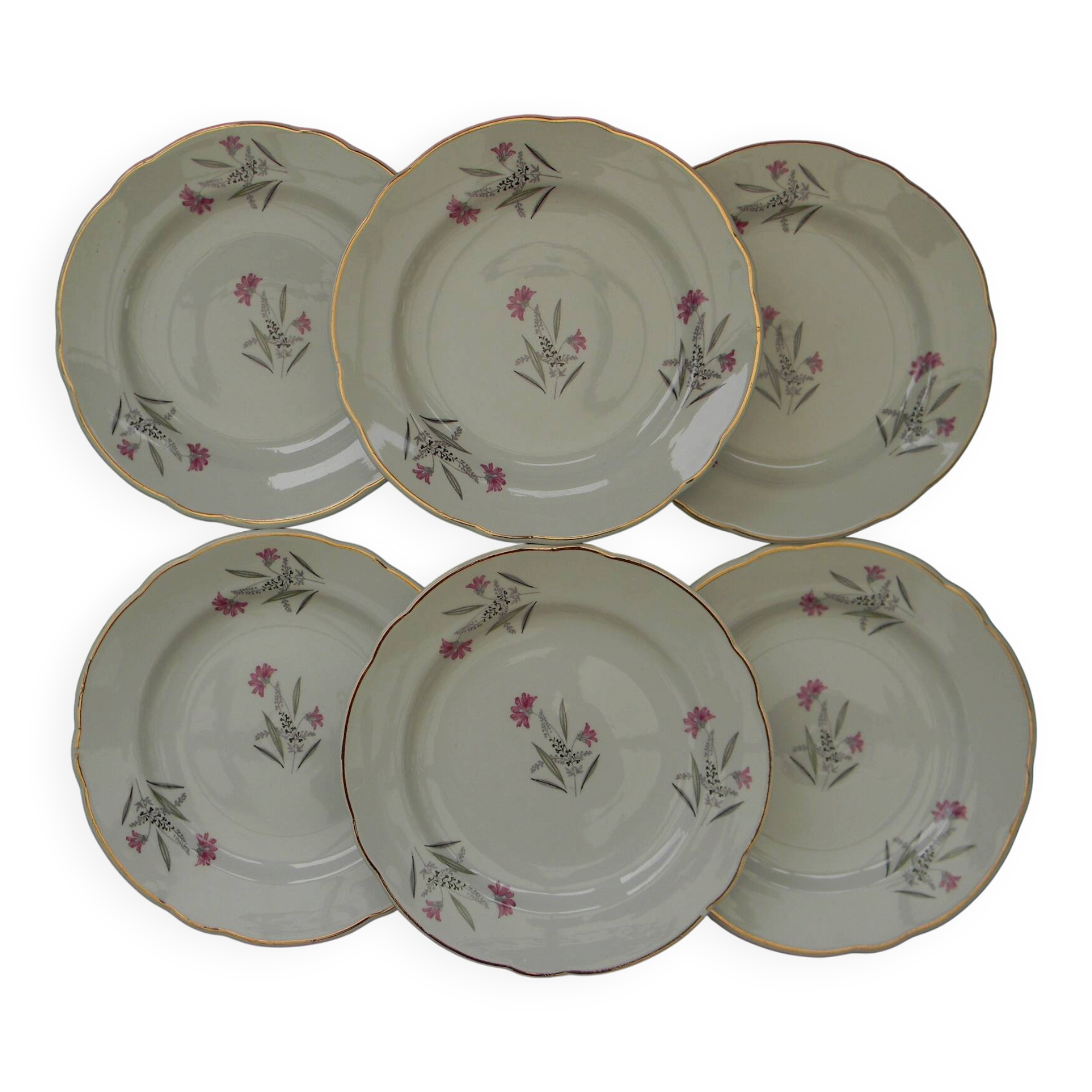 6 dessert plates in earthenware from SARREGUEMINES. DAMPIERRE model.