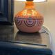 Small vintage lamp hand-painted, ceramic, 1980s.