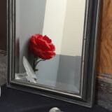 Black and silver beveled mirror, 48x38 cm