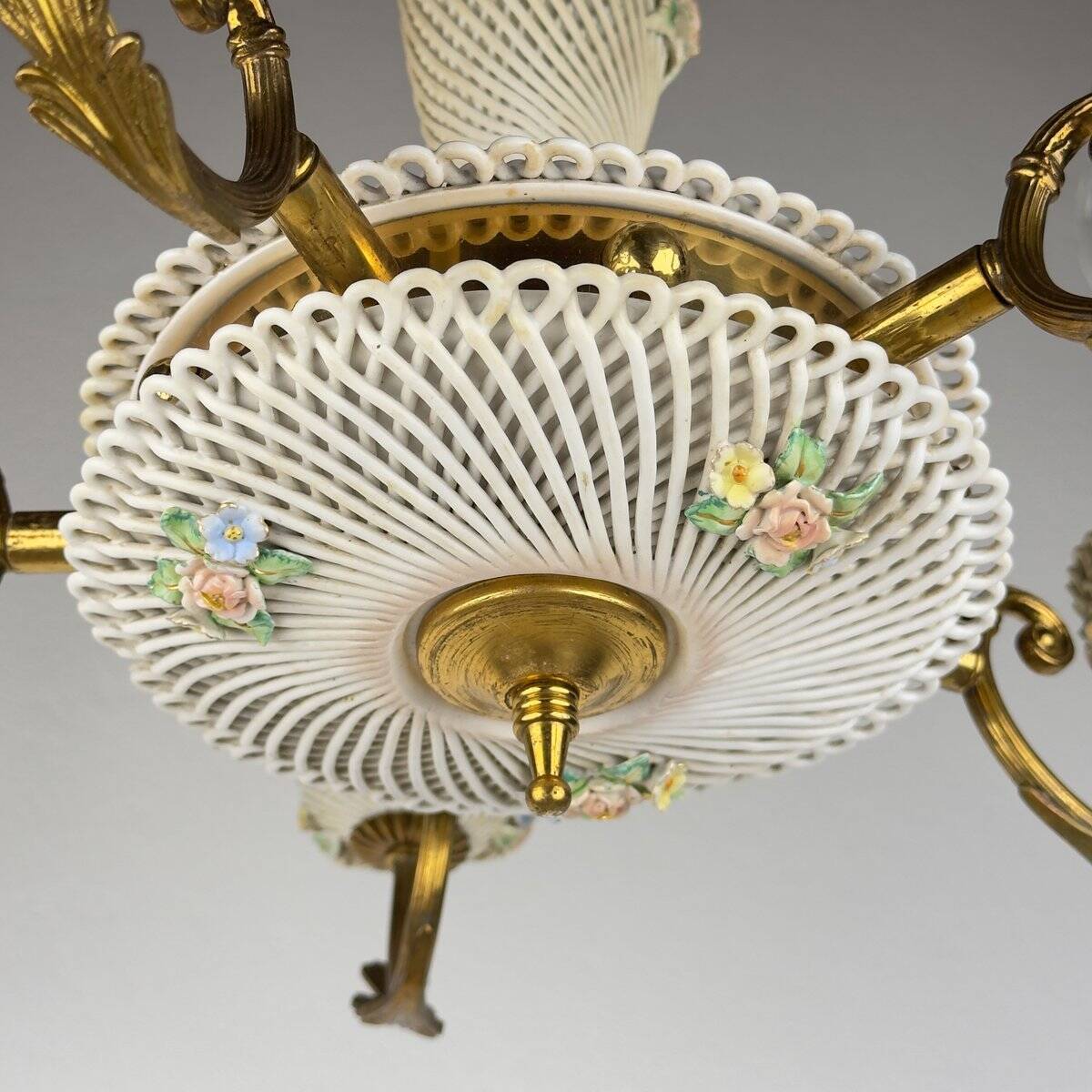 Capodimonte Art Nouveau Vintage Chandelier, 1930s
