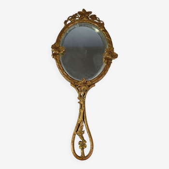 Beveled mirror facing hand or hanging bronze circa 1900 SB152