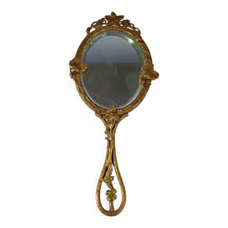 Beveled mirror facing hand or hanging bronze circa 1900 SB152