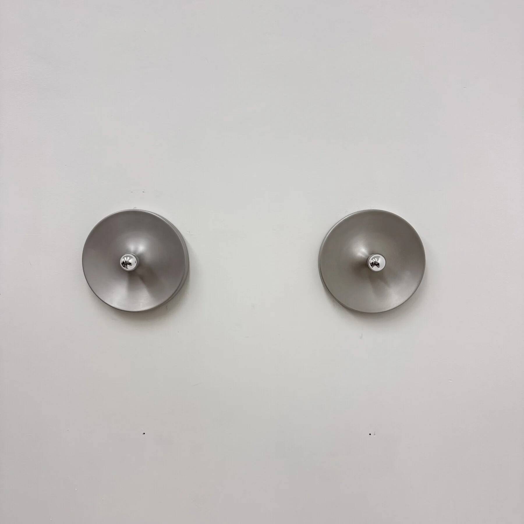 Mid-century design disc lamp, 1970s attributed to Charlotte Perriand for Les Arcs, set of 2
