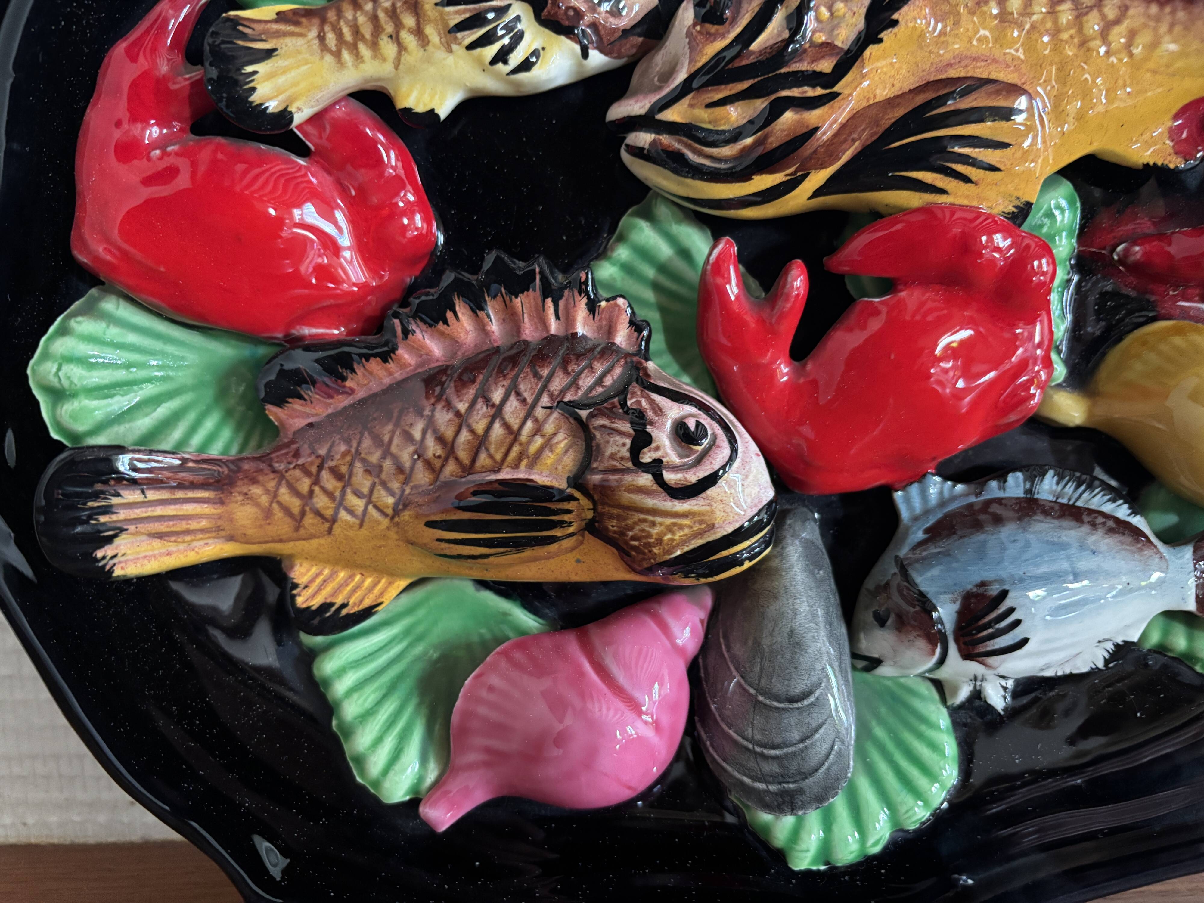 Vallauris wall decoration in polychrome ceramic, marine decor 1960.