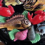 Vallauris wall decoration in polychrome ceramic, marine decor 1960.