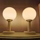Set of 2 vintage Bony Design table lamps with 80s glass bulb hood