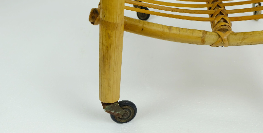 1950s mid century bamboo rattan wicker sewing box or knitting basket