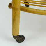 1950s mid century bamboo rattan wicker sewing box or knitting basket