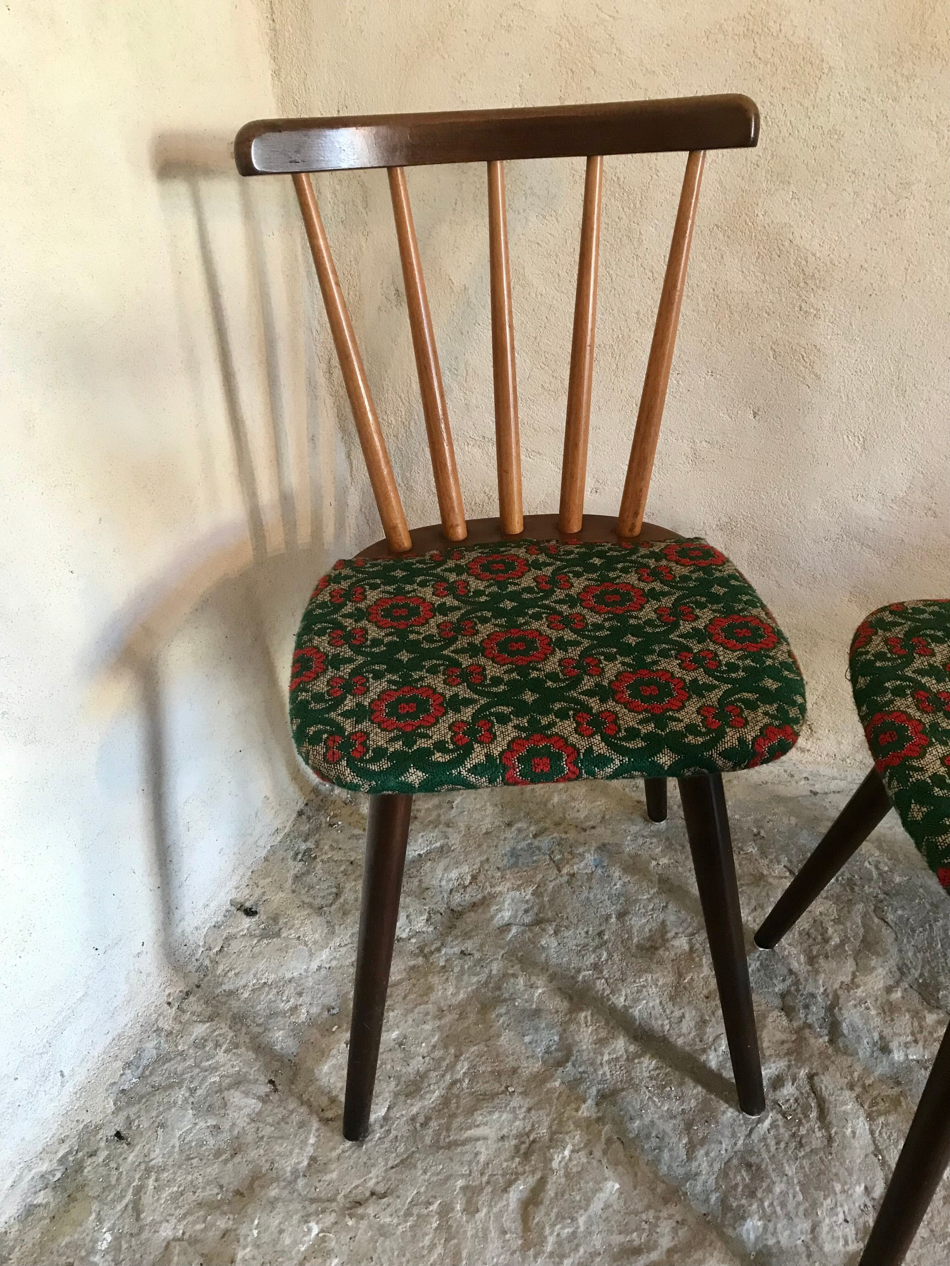 Set of 4 chairs inn 1960's bars and feet compass