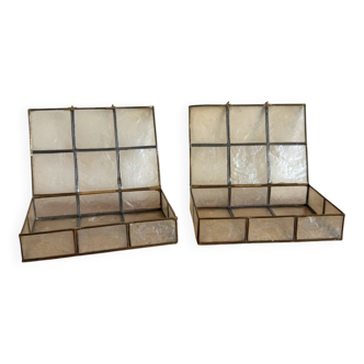 Lot of two mother-of-pearl brass boxes.